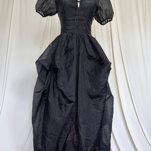 Lulu's Black Puff Sleeve Corset Taffeta High Low  Dress - Wicked Witch Costume! - Picture 9 of 9